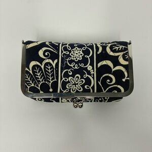 Vera Bradley Blue & Cream Floral Kisslock Cosmetic Case